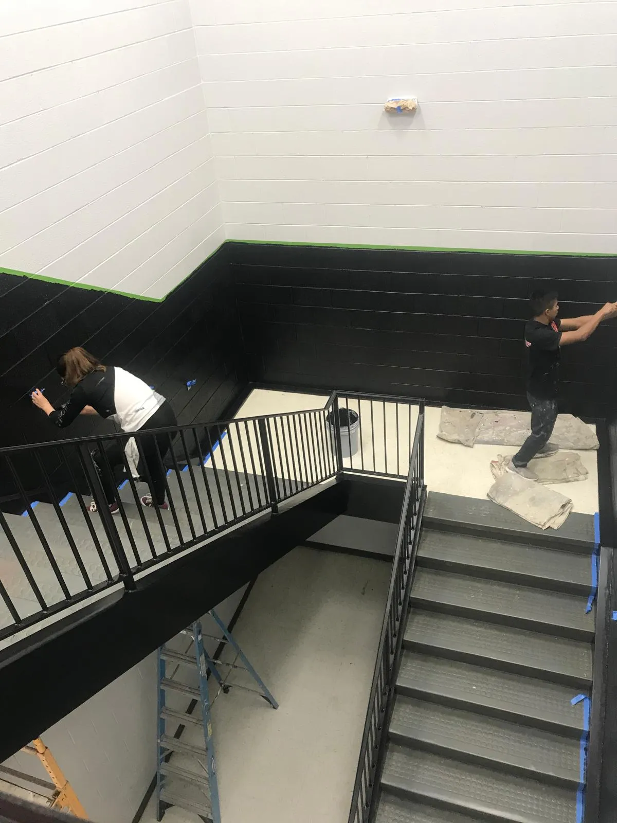Before — Commercial stairwell, block & steel